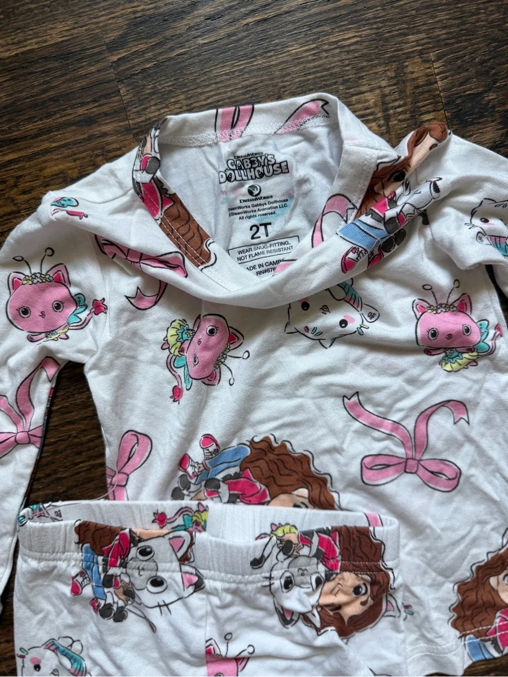 Gabby’s Dollhouse Toddler Girls' White & Pink Long-Sleeve Pajama Set